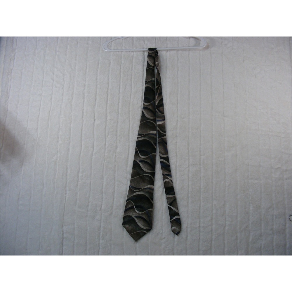 Pierre Cardin Necktie Mens One Size Brown Abstract Silk Excellent Wave Pattern